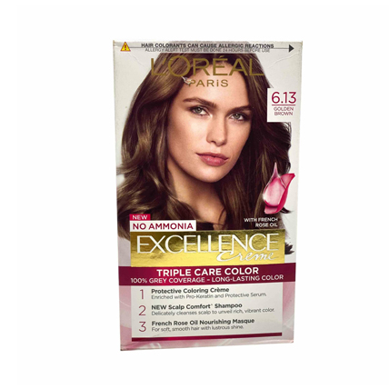 Loreal Paris Hair Colour Excellence Cream Golden Brown 6.13